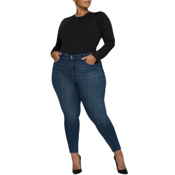 NWT Good American Good Legs Skinny Jeans w/ Raw Chewed Hem Size 16 - Picture 1 of 9